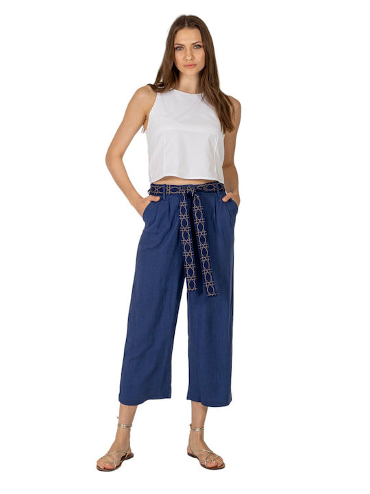 Aggel Women's Linen Trousers Blue