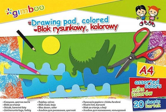 Gimboo Drawing Pad A4 20k Assorted Colours