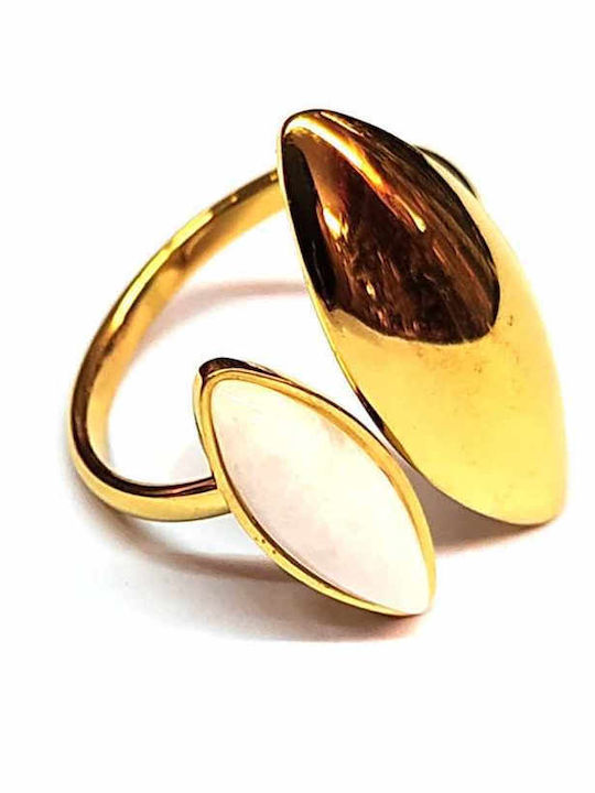 Amalfi Accessories Γυναικείο Δαχτυλίδι με Πέτρες από Ατσάλι Επιχρυσωμένο