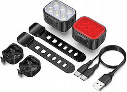 Set de lumini pentru bicicletă Zola față spate USB IP65 Cablu USB tip C Model pătrat 6 moduri de iluminare