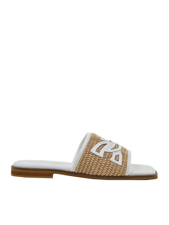 Leather Mules with Heel in White Color