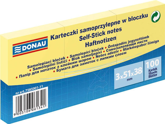 Donau Haftnotizblock Donau 38x51mm 1x100 Stück Hellgelb