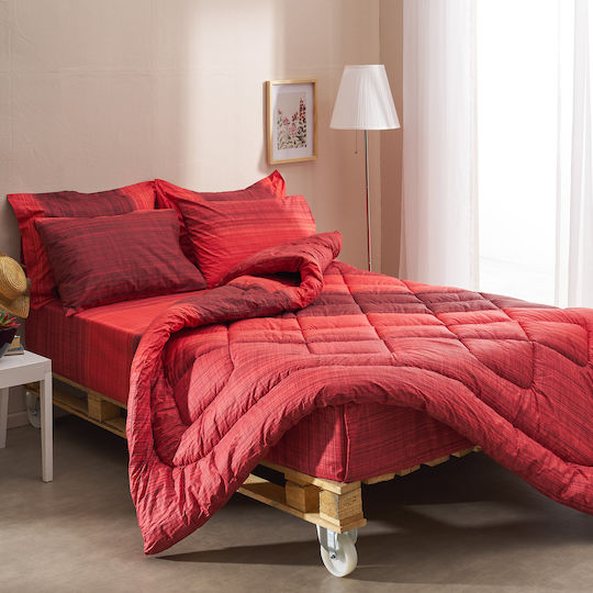 Charalambidis Textiles Παπλωματοθήκη Μονή 160x240 Σαντορίνη Κόκκινο