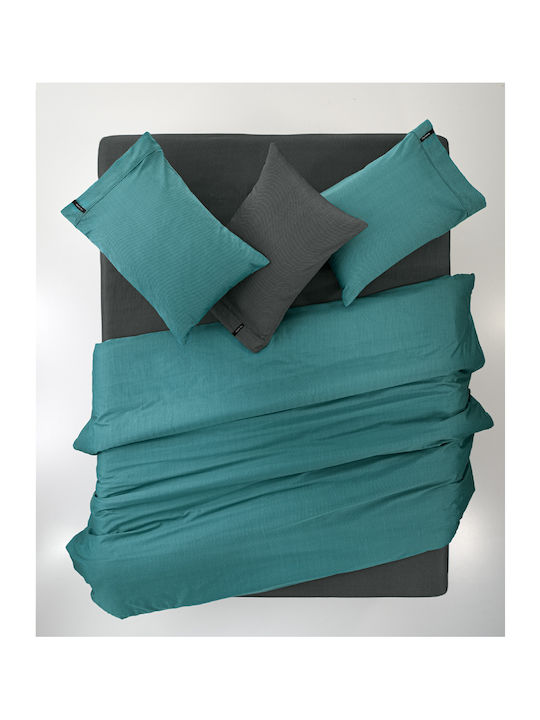 Guy Laroche Duvet Cover Cotton Satin Single 165x225 Minimal Petrol