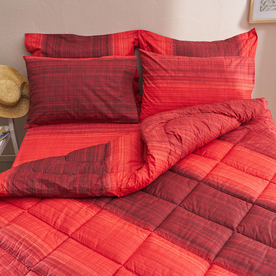 Charalambidis Textiles Σαντορίνη Σετ Μαξιλαροθήκες Oxford Κόκκινο - 50x70εκ.