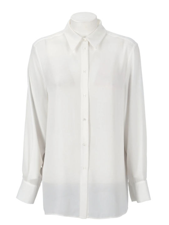 Women's Floral Long Sleeve Shirt White