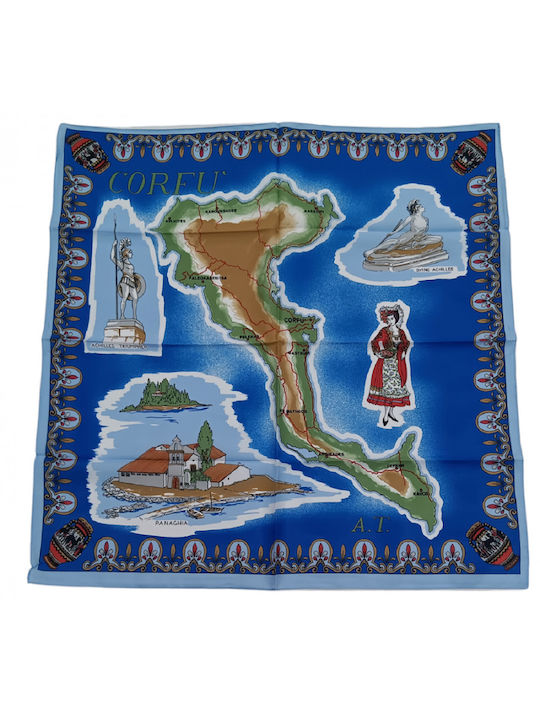 Korfu Tourist Blauer Schal 70x70