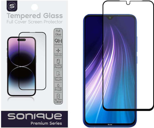 Sonique Hardy Glass 2.5D Full Glue Full Face Tempered Glass Black (Redmi Note 8T)