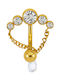 Piercing.gr Belly Button Piercing Made of Steel Gold Plated White