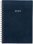 Next Basic Daily Spiral Desktop Diary 2025 Blue 17x25cm