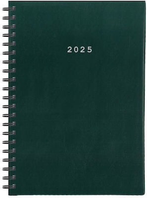 Next Basic Daily Jurnal de birou Verde 2025 Spiral 17x25cm