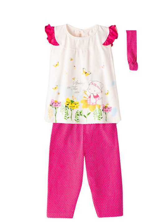 Set pentru copii cu colanți Vară 3buc Fuchsia Bluză