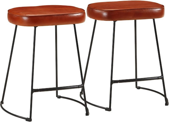 Hocker Bar Gepolstert mit Kunstleder Dark Brown 2Stück 40x29.5x53cm