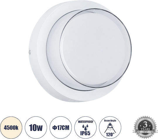 GloboStar Nexus Επιτοίχια Εξωτερική Πλαφονιέρα LED IP65 10W με Φυσικό Λευκό Φως 17x17x9εκ.