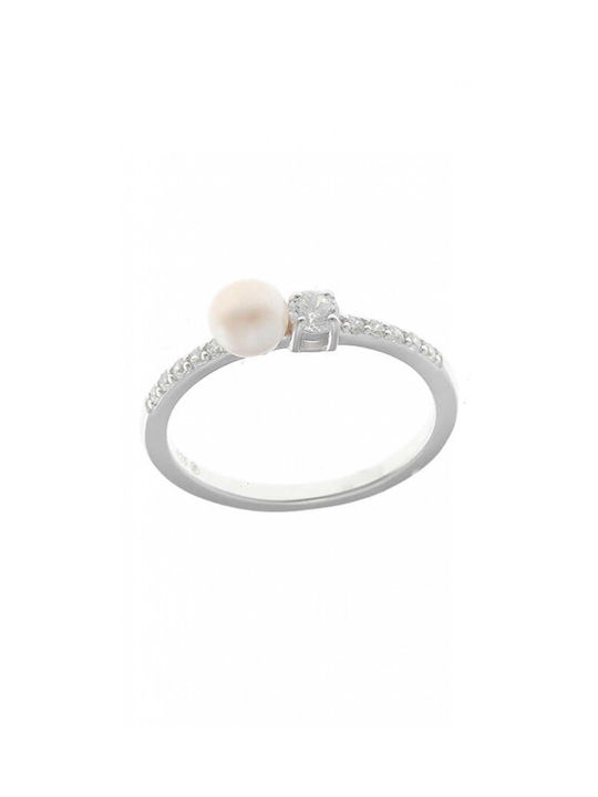 Salvatore Plata Women's Silver Ring with Pearl