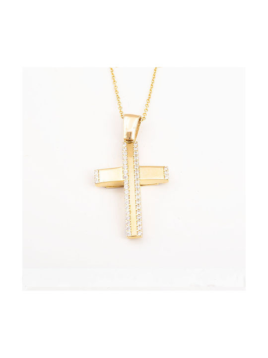 Kosmima Shop Damen Gold Kreuz 14K mit Kette