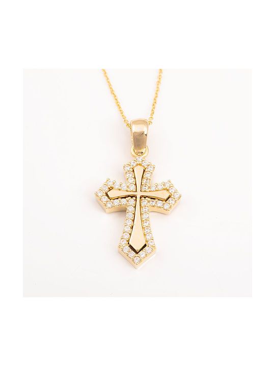 Kosmima Shop Damen Gold Kreuz 14K mit Kette