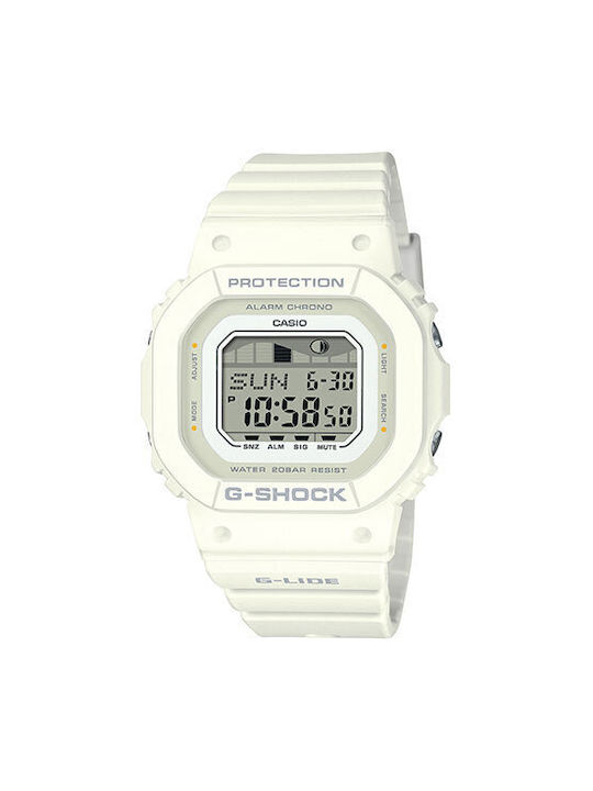 Casio Watch with White Rubber Strap