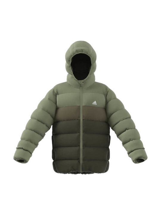adidas Kids' Sports Jacket Long with Hood Green Down IY6917