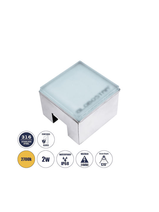GloboStar Spot De Podea LED 2W Cu Lumină Alb Cald IP68 Gri