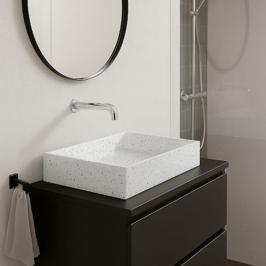 Karag Dion Επικαθήμενος Νιπτήρας Πέτρινος 60x39x12cm Stracciatella