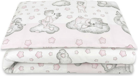 Qmini Set Copertă de Pătuț cu Față de Pernă Pink 140x200cm.