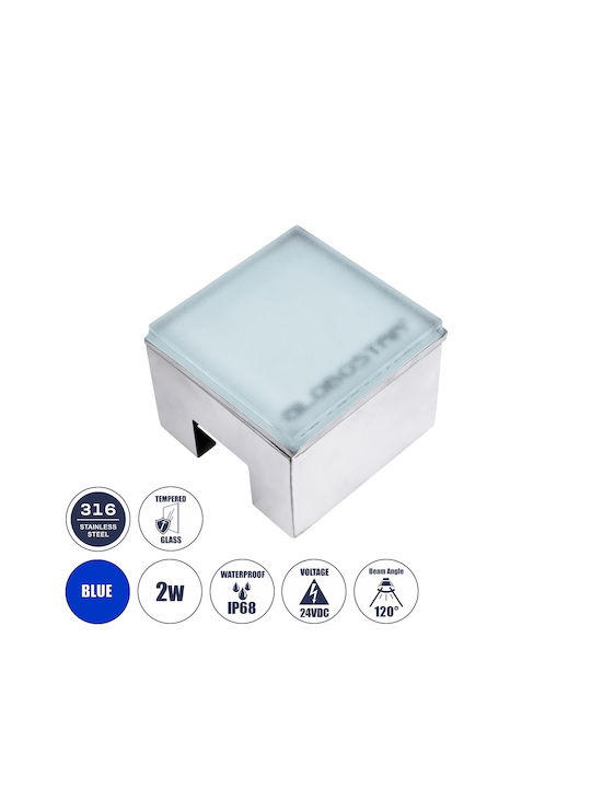 GloboStar LED Boden Spot 2W mit Blauem Licht IP68 Blau