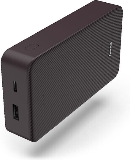 HAMA Colour 20 Power Bank 20000mAh with USB-A Port and USB-C Port Plum