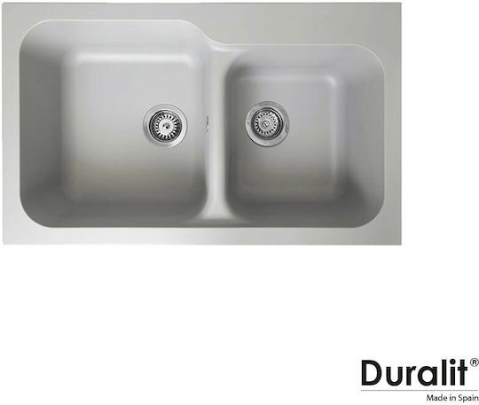 Duralit Drop-In Spüle aus Verbundgranulat B83xT50cm Silber
