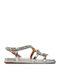 Flache Sandalen für Damen in Silber Farbe