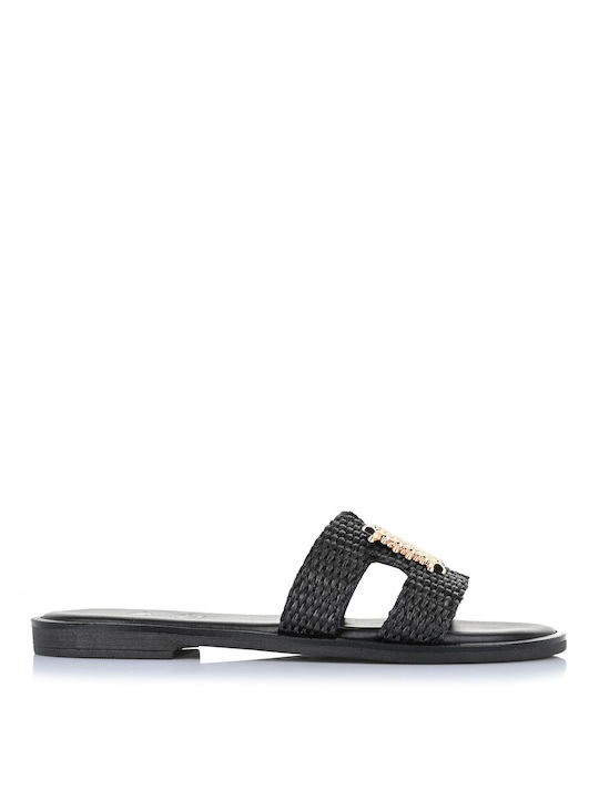 Mariella Fabiani Leder Damen Flache Sandalen in Schwarz Farbe