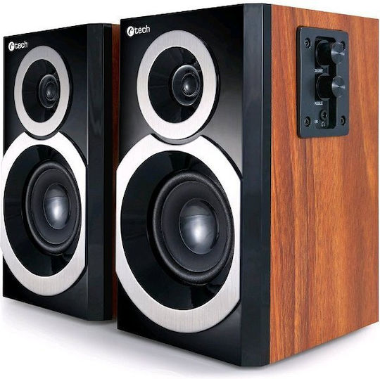 C-TECH SPK-310WD Двойка Hi-Fi Говорители Bookself 20W 2 Брой шофьори Ш11.5xД13xВ20см. Кафяв