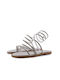 Love4shoes Leather Women's Flat Sandals in Silver Color