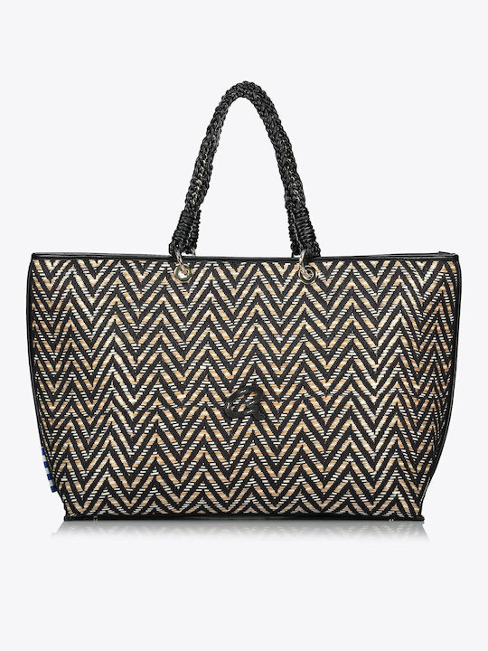 Axel Straw Beach Bag Black