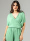 Simple Fashion Women's Blouse Satin Green