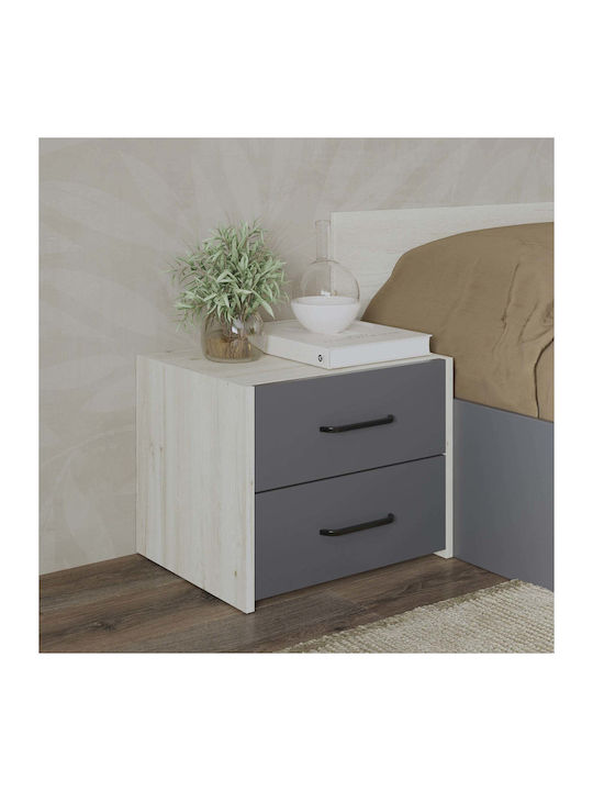 Κομοδίνο Malmo Ξύλινο White Oak/Anthracite 50x4...