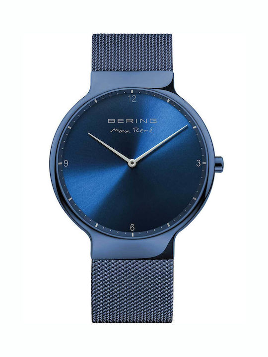 Bering Time Men's Watch 40mm Battery with Blue Metal Bracelet