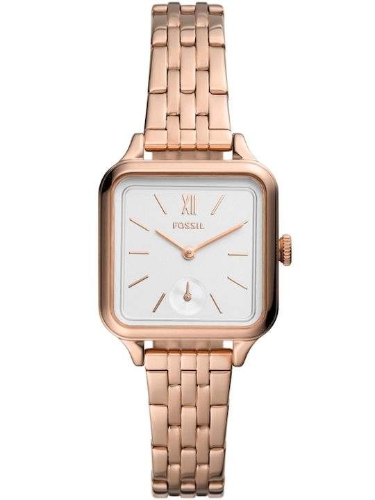 Fossil Courier Three Damen Uhr mit Rose Gold Metallarmband