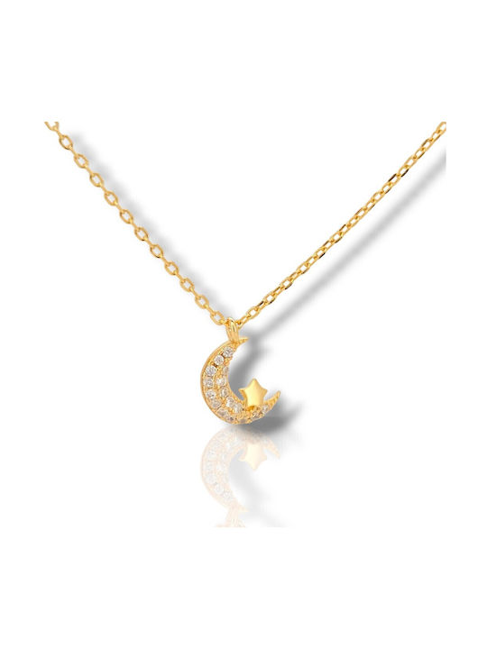 Mentzos Necklace with design Star from Gold Plated Silver