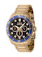 Invicta Pro Diver Ανδρικό Ρολόι 45mm Χρονογράφος Μπαταρίας με Χρυσό Μεταλλικό Μπρασελέ