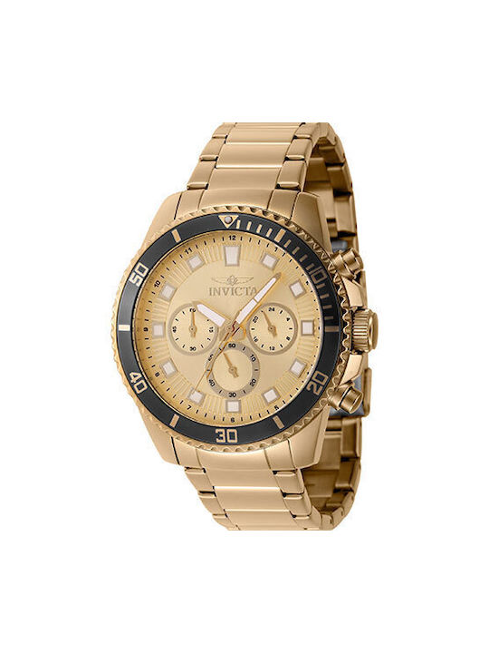 Invicta Pro Diver Watch Chronograph Battery with Gold Metal Bracelet