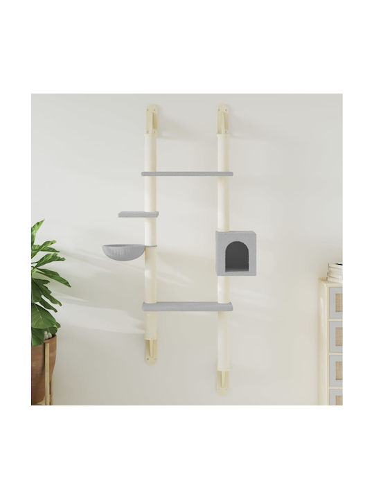 vidaXL Scratching Post Cat Trees Gray Wall Mounted 4 levels 79.5x35x180cm