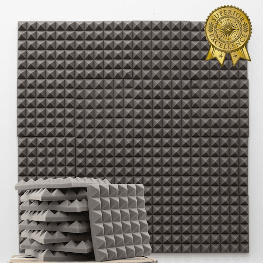 Ichopolis Audio Treatment Panel 25 Pieces In Pyramid Design 30cm x 30cm x 50mm In Gray Color