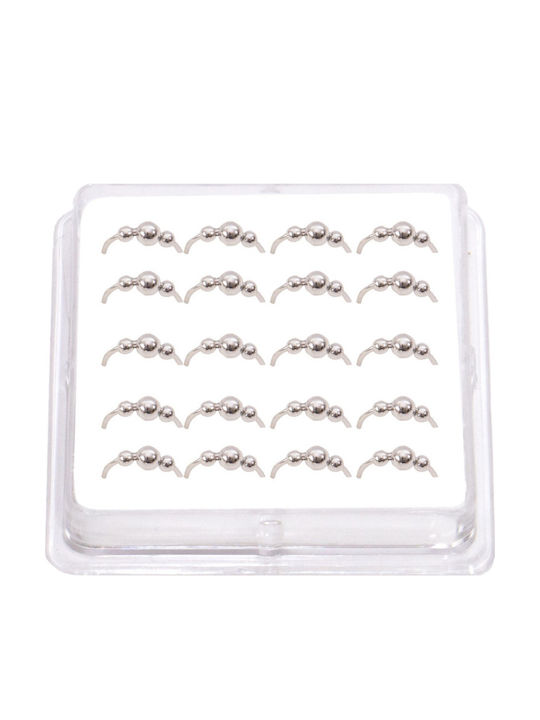 Ro-Ro Accessories Nose Clicker Earrings Made of White Silver