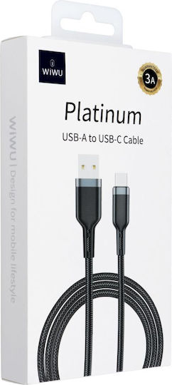 Wiwu Wi-C019 Braided USB 2.0 Cable USB-C Male - USB-A PD Black 1.2m