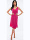 Summer Midi Evening Dress Wrap Fuchsia