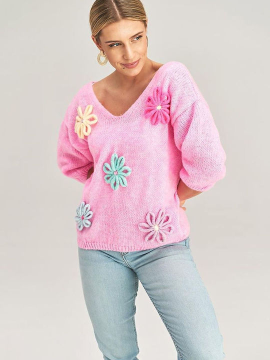 Figl Damen Pullover Wolle Rosa