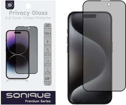 Sonique 3D 0.33mm Full Glue Privacy Full Face Tempered Glass Μαύρο (iPhone 15 Pro)