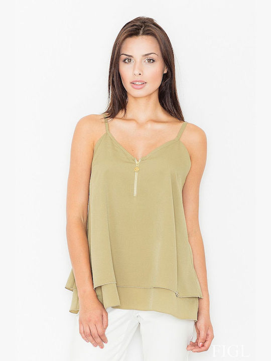 Figl Women's Blouse with Zipper Green