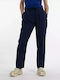 Leinenhose mit weitem Bein und Taschen Blau